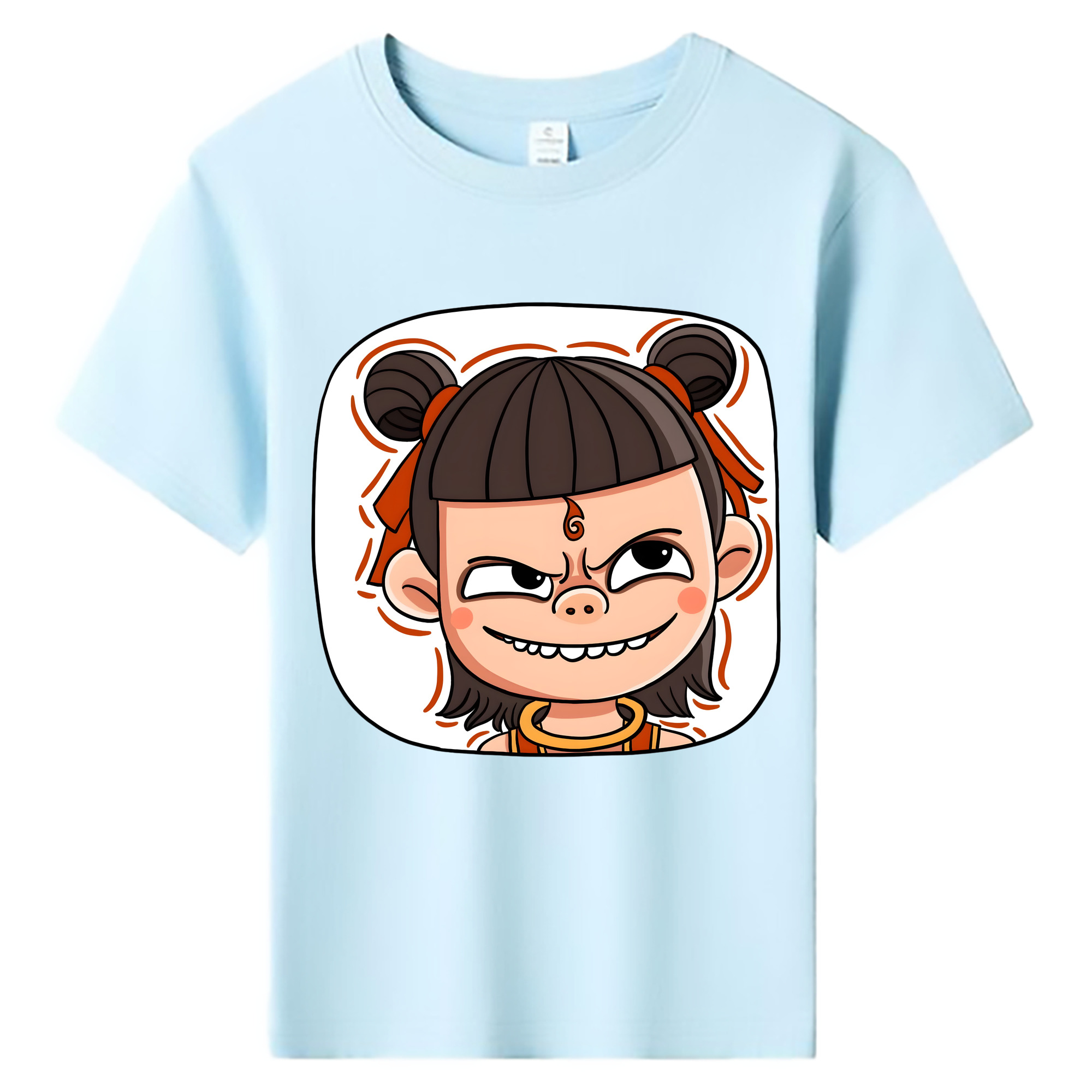 （画像用） Ne Zha 2 ナタ 魔童の大暴れ 綿100％キッズTシャツ（フロントプリント）
